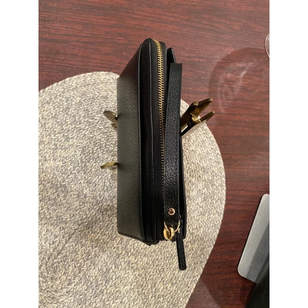 Kate Spade New York Black Pebbled Leather Zip Around Wallet Wristlet